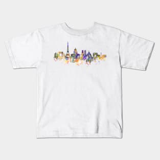 Colorful Paris Skyline Kids T-Shirt